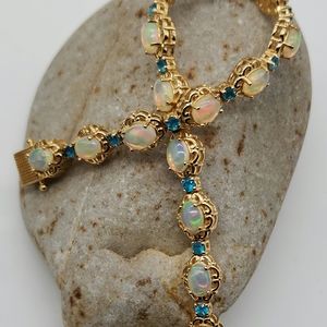 Ethiopian Welo Opal. Malgache Neon Apatite. Bracelet.